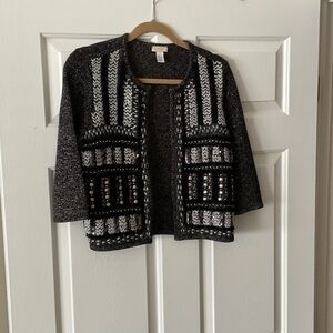 Chico's Black and White Patterned Cardigan